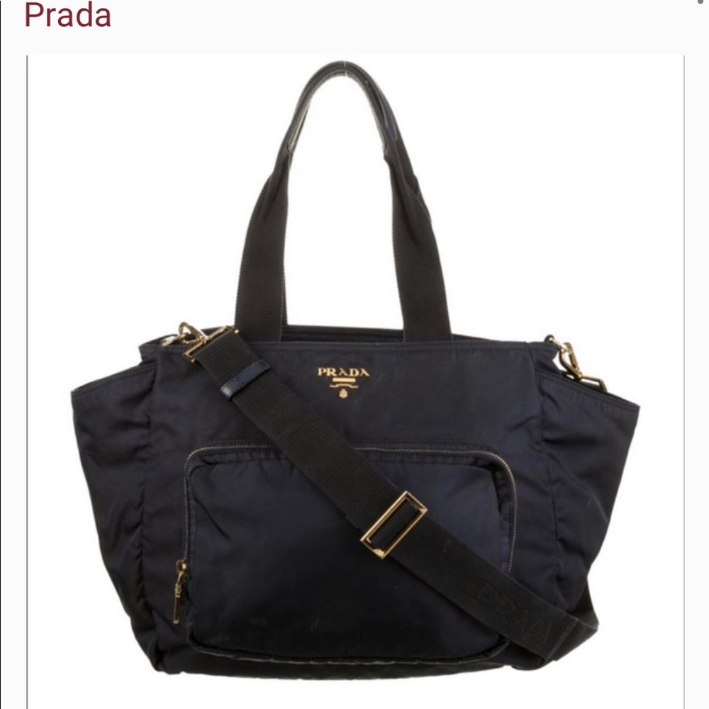 Prada Black Tessuto Vinyl Diaper Bag